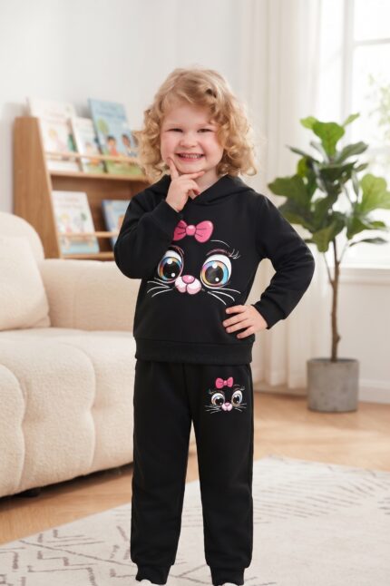 black kids hoodie and jogger set